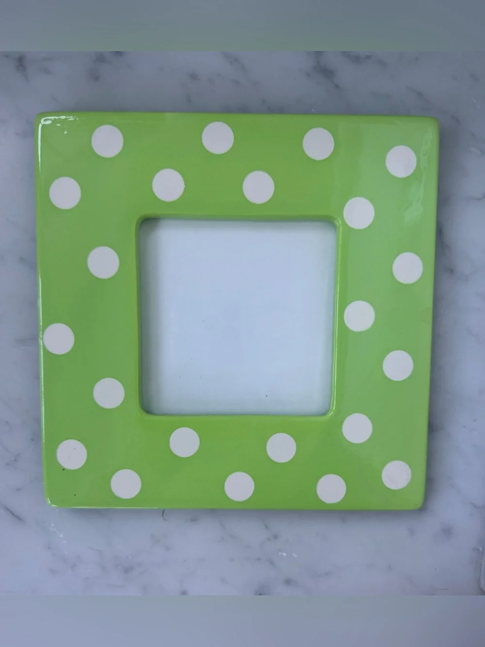 Set of Two Polka Dot Ceramic Photo Frames, Green and Blue